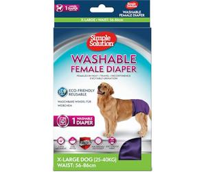 Simple Solution Pannolini lavabili riutilizzabili per cani femminili, assorbenti a prova di perdite, adatti per minzione eccitabile, femmine in calore o incontinenza - 1 pannolino XL per cani