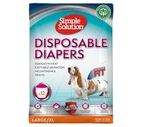 Simple Solution Panolini Monouso Per Cani Femmina L/XL, 12 pz | Super assorbente, a prova di perdite, vestibilità regolabile e indicatore di bagnato per incontinenza o calore