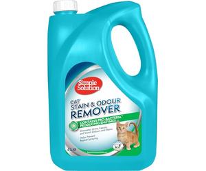 Simple Solution Smacchiatore e Odori per Gatti - Detergente Enzimatico con Potere pulente dei PRO-batteri - 4 Litri