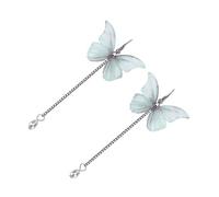 Simple Summer Tulle Butterfly Pearl Pendant Crystal Elegant Earrings Green Nice processing