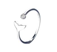 Simple Trendy Silver Color Tail Cuff Ring With Cubic Zirco Sea Whale Fish Tail Bague Rings Minimalist Romantic Gifts Nice processing