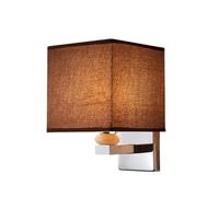 Simple Wall Light Square Fabric Sconce, Bedside Reading Wall Sconce Light Fixture Metal Wall Mounted Lamp for Dining Room Living Room Bedrooms Bedside Decor Light/Brown