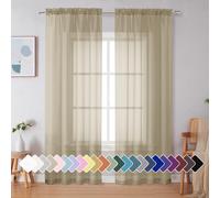 Simplebrand - Tende trasparenti color tortora, 228 cm di lunghezza, 2 pannelli, filtranti, con tasca per asta, tinta unita, per finestre, elegant