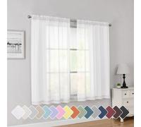 Simplebrand Tende trasparenti in voile solido con tasca superiore per camera da letto, lunghezza 54 pollici, set di 2 tende leggere e filtranti,