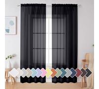 Simplebrand Tende trasparenti nere, lunghe 213 cm, con tasca per bastone, per filtrare la luce, in tinta unita, eleganti tende e tende per soggiorno e camera da letto, 2 pannelli (nero, 106 x 213 cm