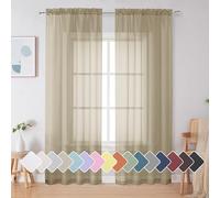 Simplebrand Tende velate color tortora, lunghe 213 cm, 2 pannelli, con tasca per asta filtrante della luce, in tinta unita, colore: kakhi, tortora, marrone, eleganti tende trasparenti per soggiorno