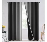 SimpleHome Tende oscuranti in 100% ombre, per camera da letto, lunghe 213 cm, colore bianco e nero grigiastro, oscuranti, isolamento termico, con occhielli, tende per soggiorno, 2 pannelli, 132 x 213