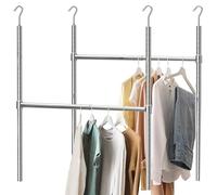 SimpleHouseware - Bastone regolabile per armadio, cromato, confezione da 2
