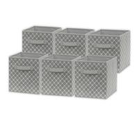 SimpleHouseware Fabric cube Storage Bins Foldable Organizer, geometric grey, Set of 6