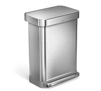Simplehuman 55 Liter Rectangular Pattumiera a Pedale in Acciaio Inox, Inossidabile, Argento, 55L