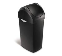 simplehuman, cestino con coperchio oscillante, plastica nera, 40 L