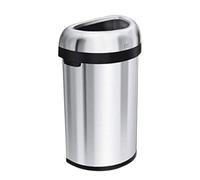simplehuman, cestino semi-rotondo aperto, acciaio inox spazzolato resistente, 60 L
