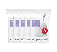 simplehuman Code A 100 Drawstring Bin Liners in Dispenser Packs, White