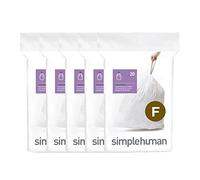 Simplehuman Code F - Sacchetti per rifiuti con coulisse, 25-30 litri, colore: bianco, 100 pezzi
