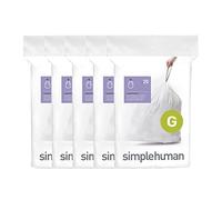 simplehuman Code G - Sacchetti per la spazzatura con coulisse, confezione da 100 pezzi, 30 litri, colore: bianco