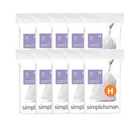 simplehuman Code H 200 Count, Dispenser Pack Custom Fit Liners, Drawstring Trash Bags, 30-35 Liter / 8-9 Gallon, White