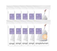 simplehuman Code Q 200 Count, Dispenser Pack Custom Fit Liners, Drawstring Trash Bags, 50-65 Liter / 13-17 Gallon, White