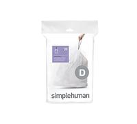 simplehuman CW0163 sacchi spazzatura, sacchetti su misura codice D, bianchi, confezione da 20