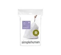 simplehuman CW0201 sacchi spazzatura, sacchetti su misura codice R, bianchi, confezione da 20