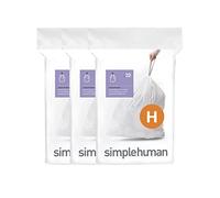 simplehuman CW0258 sacchi spazzatura, sacchetti su misura codice H, bianchi, 3 x confezione da 20 (60 sacchetti)