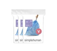 simplehuman CW0269 sacchi spazzatura, sacchetti su misura codice V, blu, 3 x confezione da 20 (60 sacchetti)
