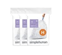 simplehuman CW0286 sacchi spazzatura, sacchetti su misura codice H, trasparente, 3 x confezione da 20 (60 sacchetti)
