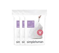 simplehuman CW0408 sacchi spazzatura, sacchetti su misura codice V, bianchi, 3 x confezione da 20 (60 sacchetti)