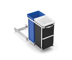 simplehuman CW1016 cestino a scomparsa per raccolta differenziata, pattumiera da cucina, pattumiera sottolavello scorrevole, telaio in acciaio resistente, 35 L (20/15)