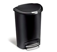 simplehuman CW1355 cestino semi-rotondo con pedale, pattumiera da cucina, plastica nera, 50 L