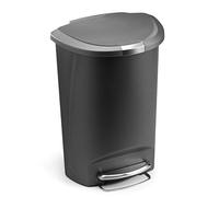 simplehuman CW1357 cestino semi-rotondo con pedale, pattumiera da cucina, plastica grigia, 50 L