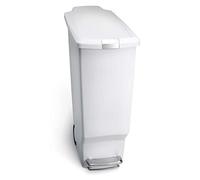 simplehuman CW1362 cestino sottile con pedale, pattumiera da cucina, plastica bianca, 40 L