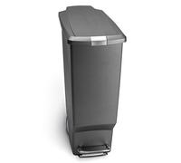 simplehuman CW1363 cestino sottile con pedale, pattumiera da cucina, plastica grigia, 40 L