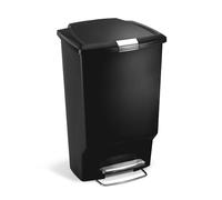 simplehuman CW1371 cestino rettangolare con pedale, pattumiera da cucina, plastica nera, 45 L