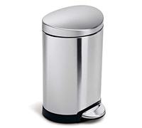 simplehuman CW1834CB cestino semi-rotondo con pedale, pattumiera piccola per bagno, acciaio inox spazzolato, 6 L