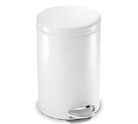 simplehuman CW1853CB cestino rotondo con pedale, pattumiera piccola per bagno, acciaio bianco, 4,5 L