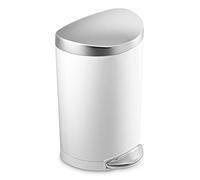 simplehuman CW1867 cestino semi-rotondo con pedale, pattumiera piccola per bagno, acciaio bianco, 10 L