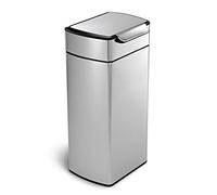 simplehuman CW2015 cestino rettangolare con touch-bar, pattumiera da cucina, acciaio inox spazzolato, 30 L