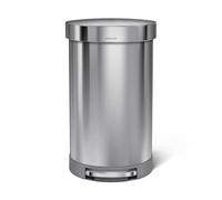 simplehuman CW2030 cestino semi-rotondo con pedale e bordo per sacchetti, pattumiera da cucina, acciaio inox spazzolato, 45 L