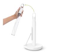 simplehuman Portarotolo da cucina con pompa spray, autoportante, facile da strappare un foglio, base ponderata (per rotoli da cucina da 23-28 cm), acciaio bianco, KT1199
