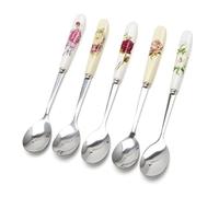 SimpleLife Cucchiaini da Cucina in Acciaio Inossidabile Manico in Ceramica | Resistente alla ruggine | per Dessert Sundaes Ice Cream Lattes e Coffee