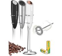 SIMPLETASTE Montalatte elettrico portatile a batteria, miscelatore per bevande con frusta in acciaio inox e supporto per cappuccino, caffè antiproiettile, latte