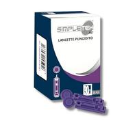 SIMPLETEK - 25x Lancette Pungidito Sterili Ultrafini 33G | Misurazione Glucometro Test Glucosio | Con cappuccio di Sicurezza Compatibile con GluNEO plus