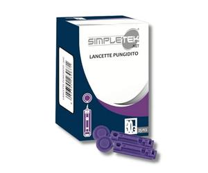 SIMPLETEK - 25x Lancette Pungidito Sterili Ultrafini 33G | Misurazione Glucometro Test Glucosio | Con cappuccio di Sicurezza Compatibile con GluNEO plus