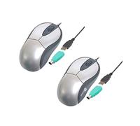 SIMPLETEK - 2x Mouse Ottico USB/PS2 Combo Ergonomico | Cablato, 800 DPI, 3 pulsanti | Windows Linux Sistemi Legacy | Adattatore PS/2 incluso