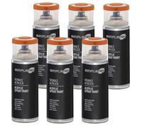 SIMPLETEK - 6X Bomboletta Vernice Spray Acrilico Marrone Arancio RAL 8023 Universale Multimateriale Rapida Asciugatura Interni Esterni 400ml (kit 6 pezzi)