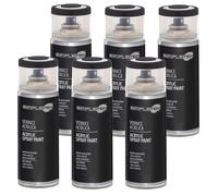 SIMPLETEK - 6X Bomboletta Vernice Spray Acrilico Marrone Grigio RAL 8019 Universale Multimateriale Rapida Asciugatura Interni Esterni 400ml (kit 6 pezzi)