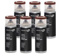SIMPLETEK - 6X Bomboletta Vernice Spray Acrilico Marrone Segnale RAL 8002 Universale Multimateriale Rapida Asciugatura Interni Esterni 400ml (kit 6 pezzi)