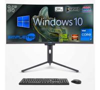 SIMPLETEK - All in One 34" i7 4K Curvo 165Hz | Windows 10 Pro | GTX1660 6GB | 16GB RAM SSD 2TB | Webcam Integrata 2K | Aio Gaming Computer | WiFi6 | BT 5.2