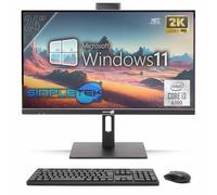 SIMPLETEK - All in One PC 24" 2K 75Hz Core i3 | Windows 11 Pro 8GB RAM e SSD 240GB | Computer Tutto in Uno Attacco VESA Webcam Built-in Stand Regolabile