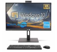 SIMPLETEK - All in One PC 24" 2K 75Hz Core i5 | 8GB RAM - SSD 240GB Windows 10 Pro | Computer Tutto in Uno Attacco VESA Webcam Built-in Stand Regolabile